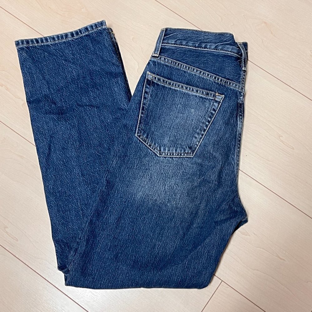 Topshop Moto New Boyfriend Button Fly Jeans 100% Cotton Rigid Denim Sz 25 Blue
